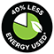 40% Less energy used