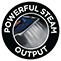 Powerful steam output