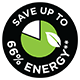 Save up to 66% Energy^